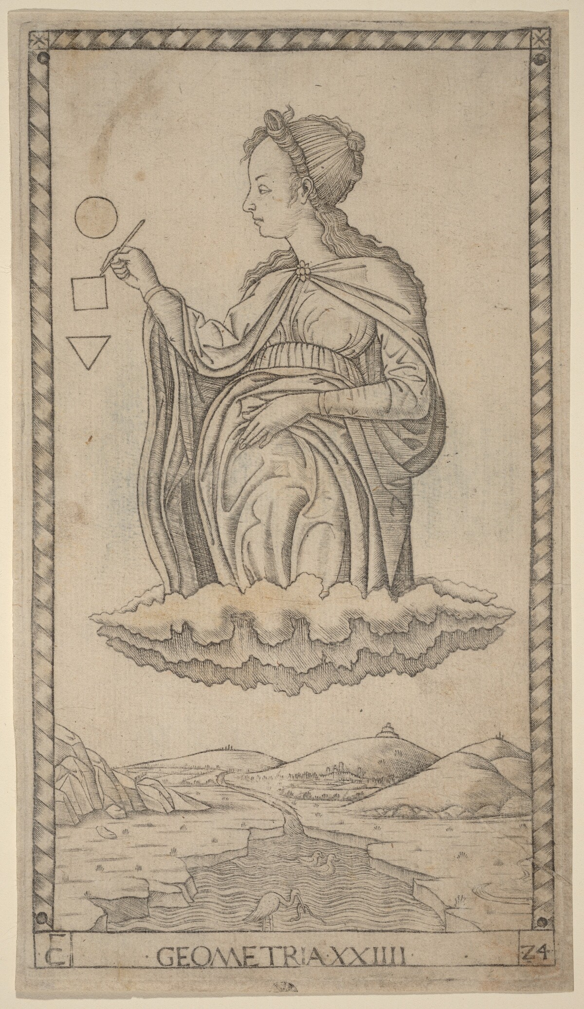 Geometria (Geometry) by Master of the E-Series Tarocchi