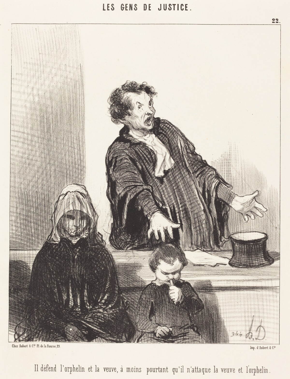 Il défend l'orphelin et la veuve, a moins... by Honoré Daumier