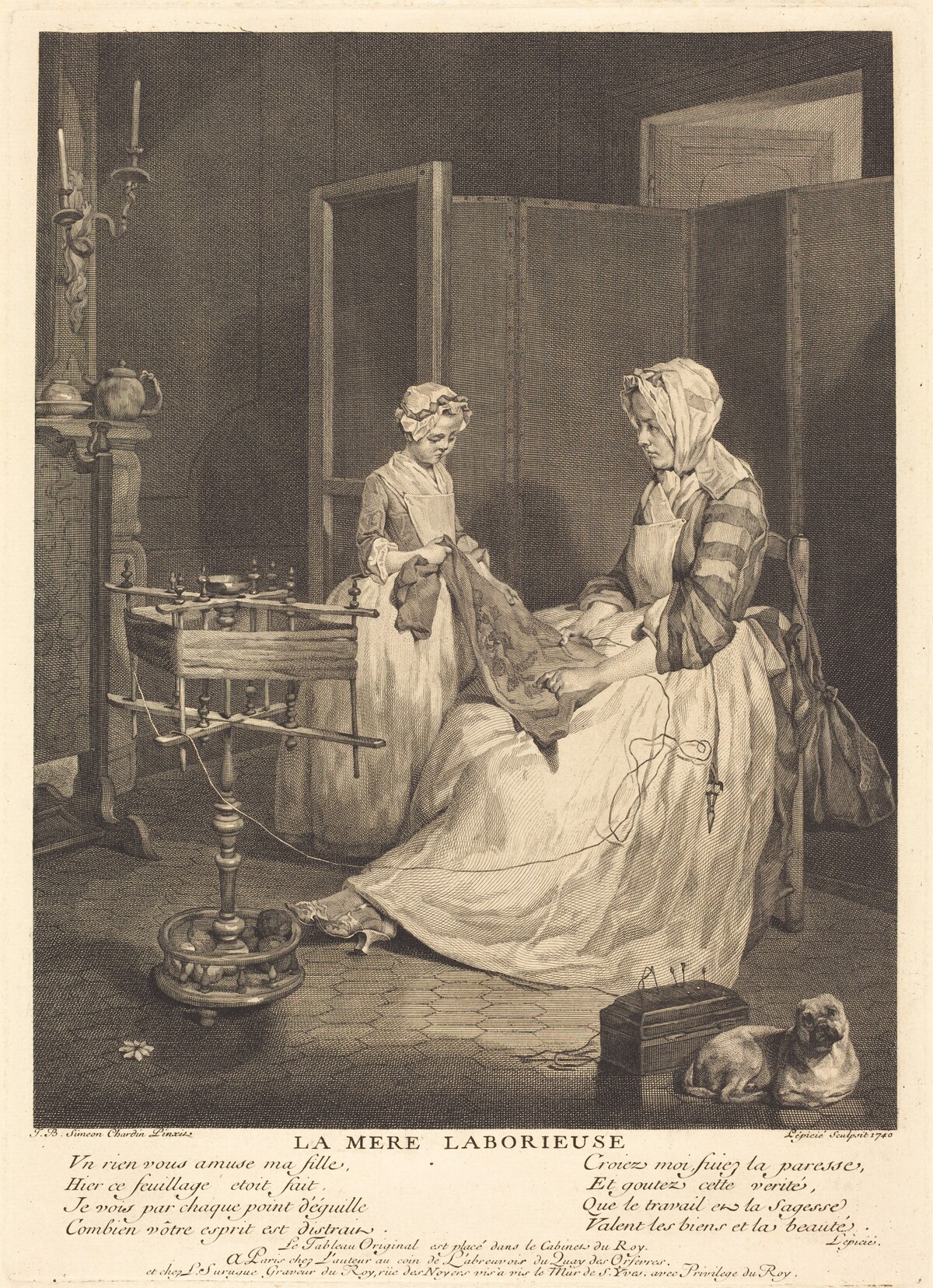 La Mere laborieuse by Bernard Lépicié after Jean Siméon Chardin