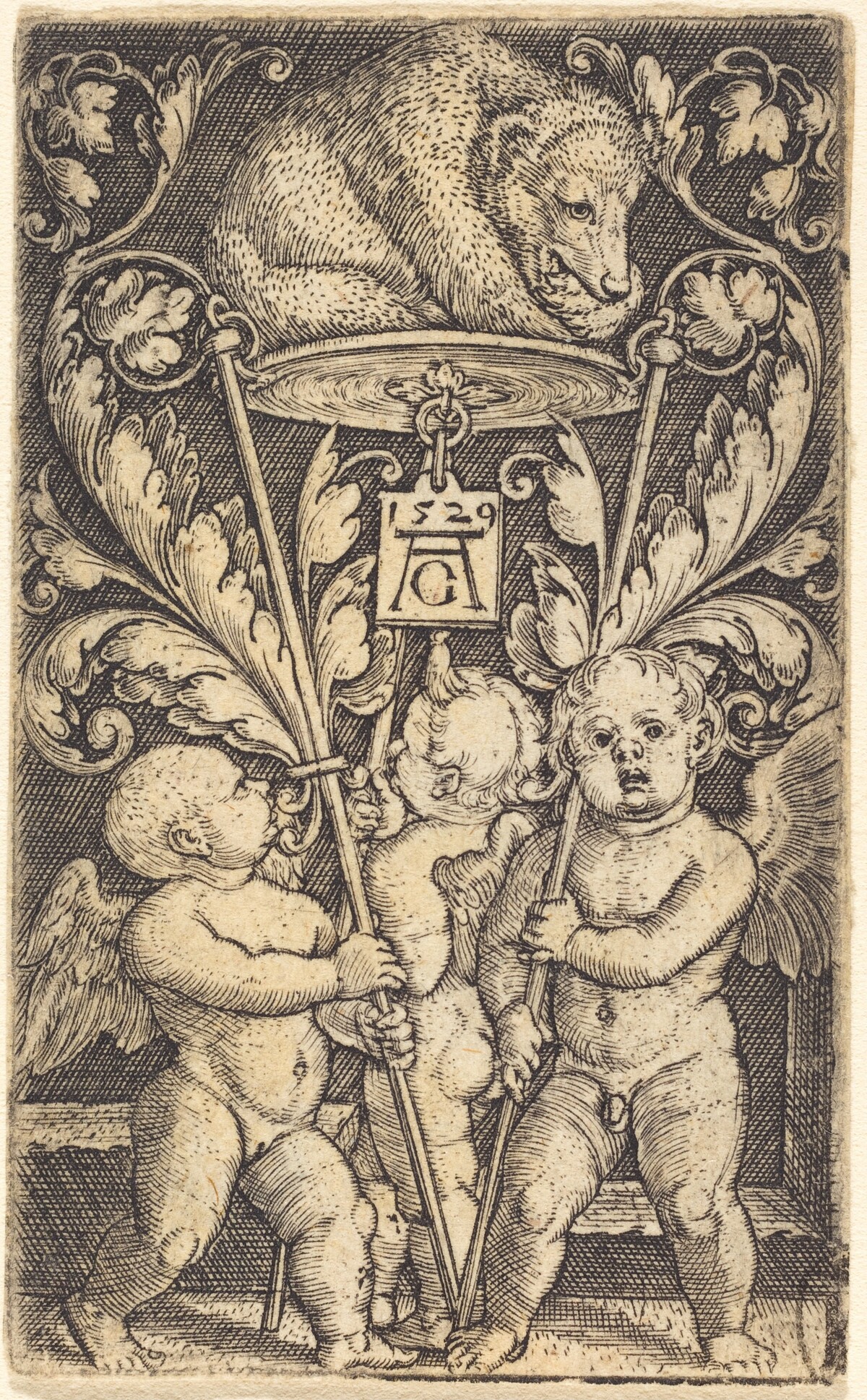 Three Cupids and a Bear by Heinrich Aldegrever