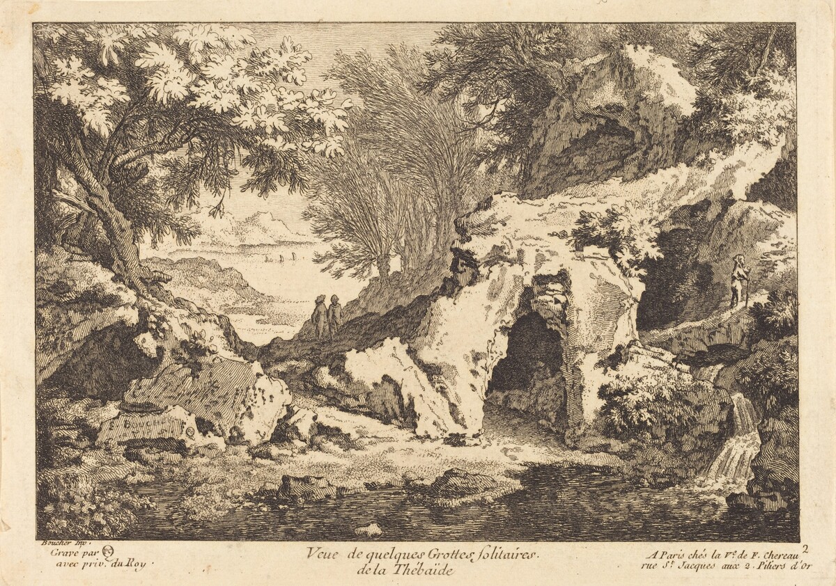 Veue de quelques Grottes solitaires de la Thebaide by Quentin-Pierre Chedel after François Boucher