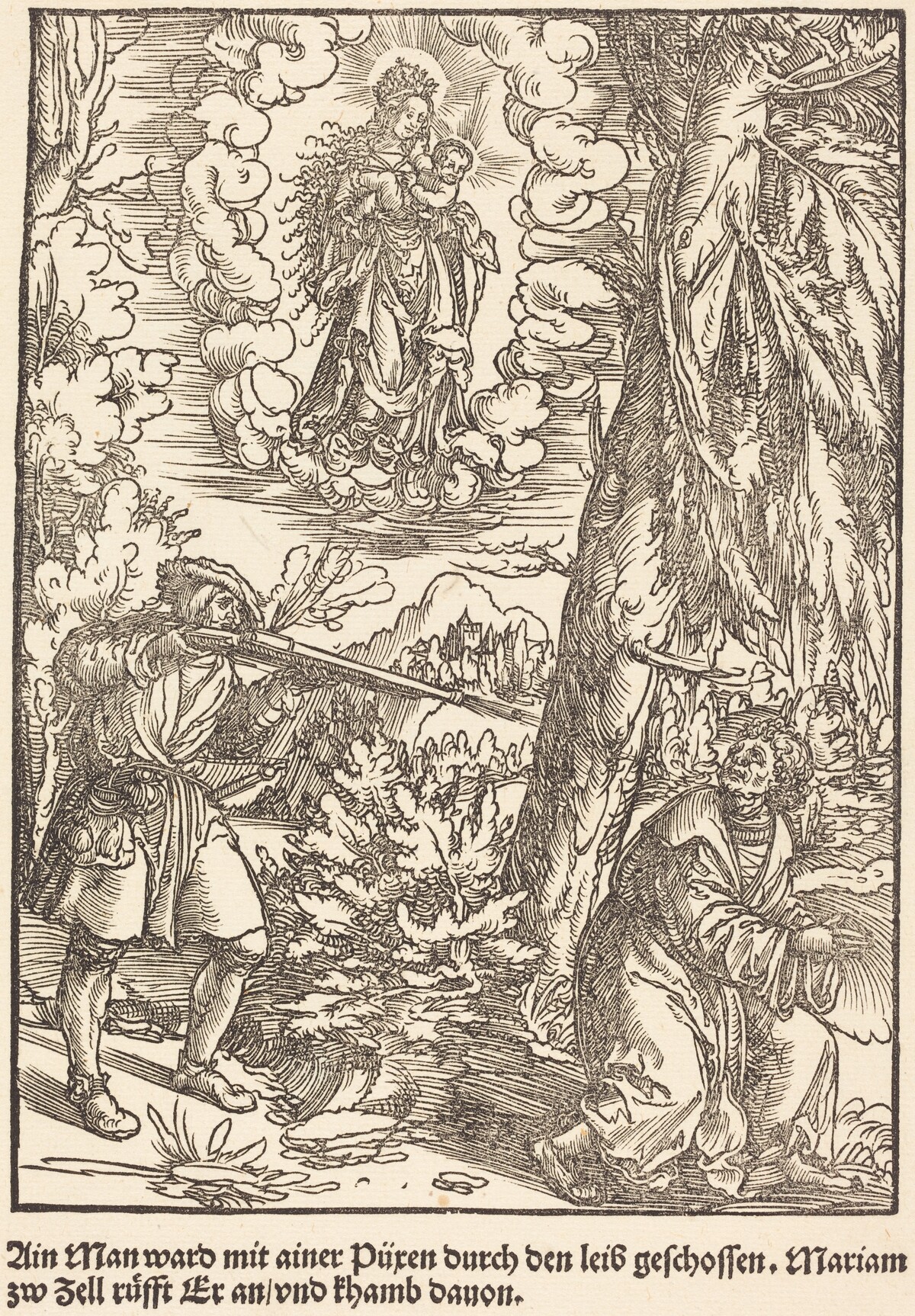 Ain Man ward mit ainer Puren ... by Master of the Miracles of Mariazell