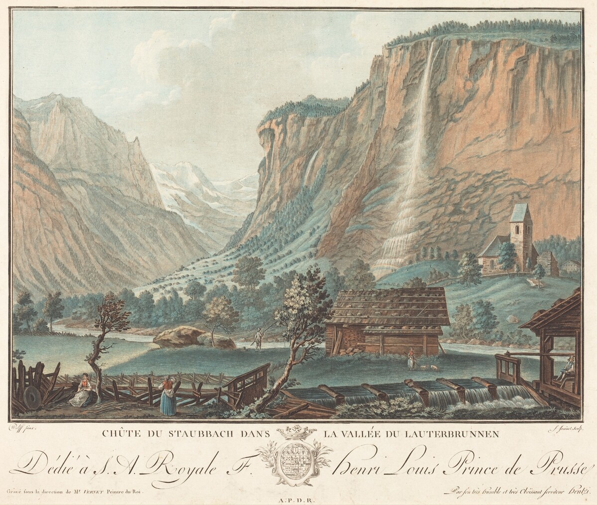 Chute de Staubbach, dans la Vallée de Lauterbrunnen (Falls at Staubbach in the Lauterbrunnen Valley) by Jean-François Janinet after Caspar Wolf