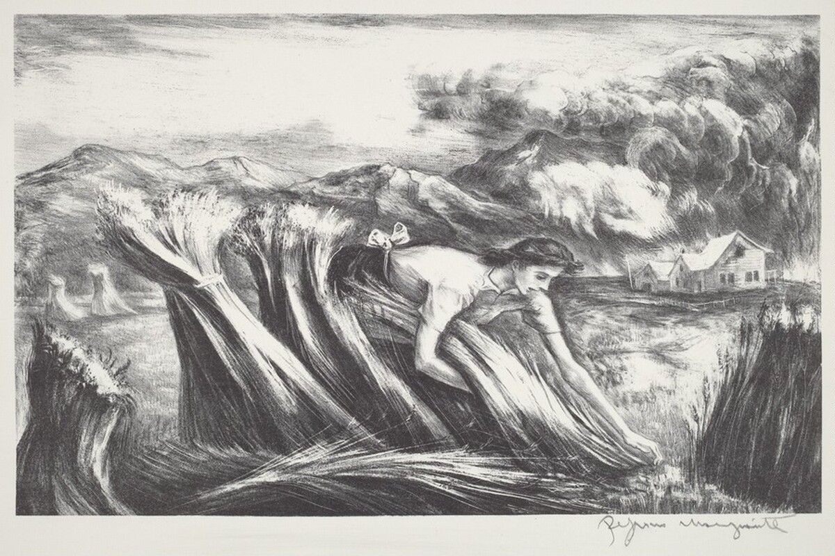 Untitled (Woman Harvesting Wheat) by Peppino Mangravite