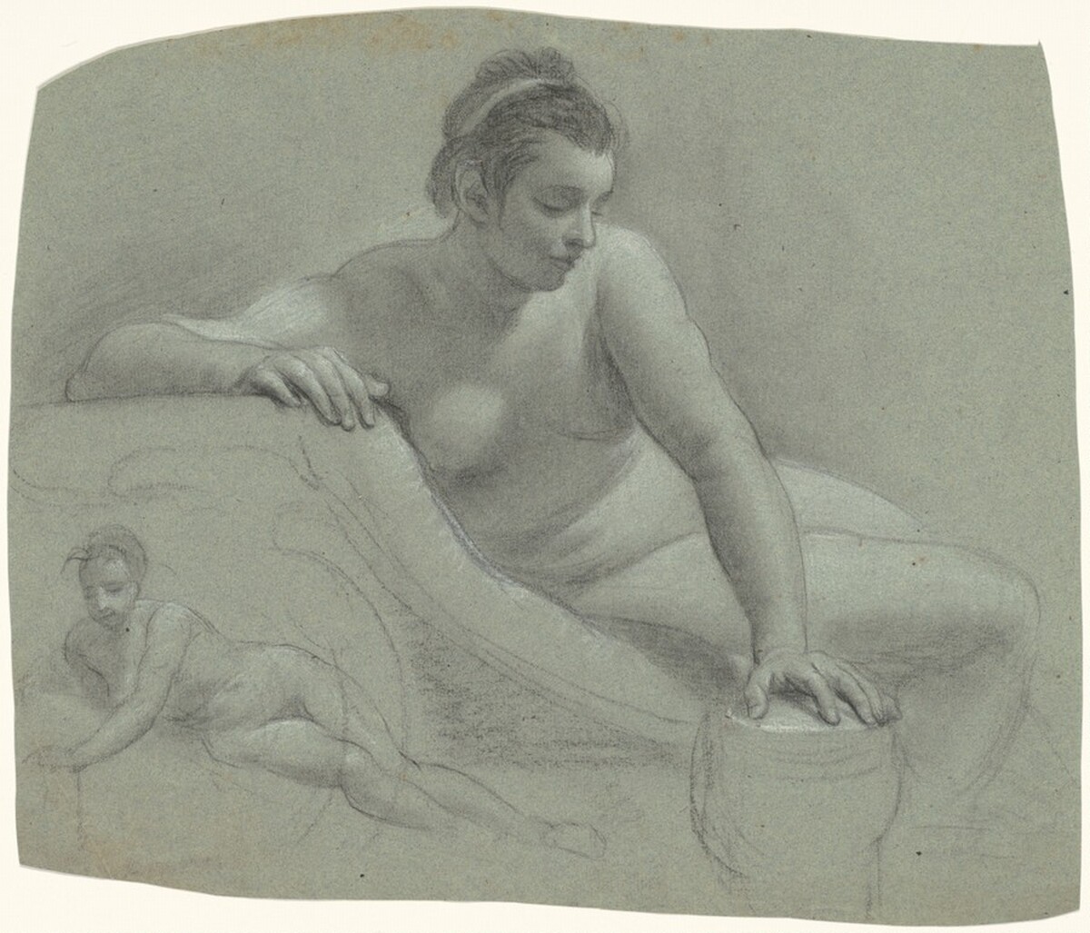 Studies of Reclining Female Nudes [recto] by attributed to John Ure Perkins