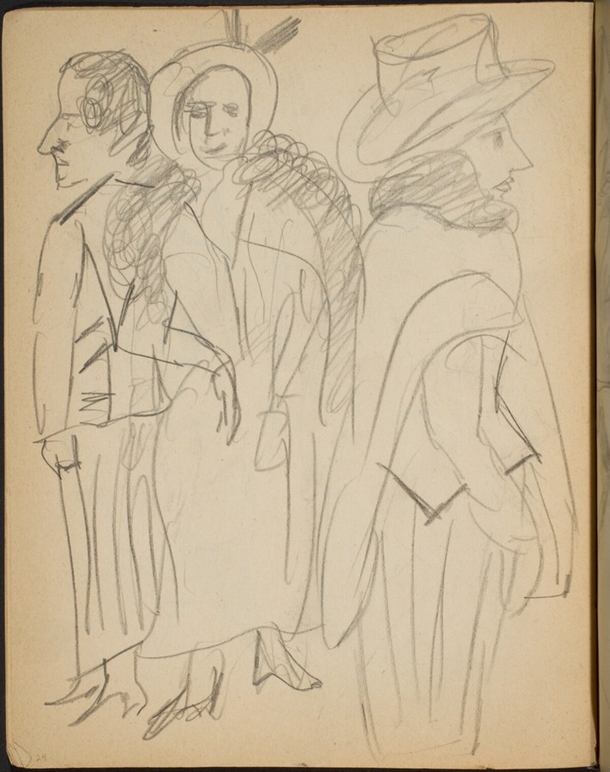 Kleiderstudien - Drei Frauen in Straßenkleidung (Studies of Dresses - Three Ladies Dressed Up) [p. 24] by Max Beckmann