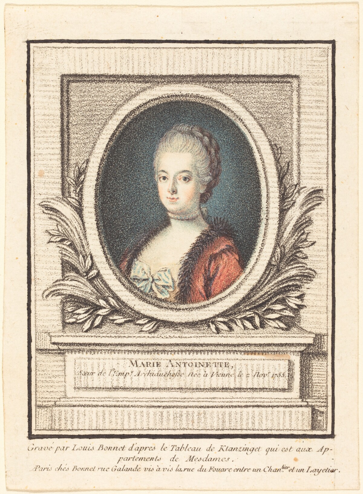 Marie-Antoinette, Dauphine by Louis-Marin Bonnet after Joseph Kranzinger