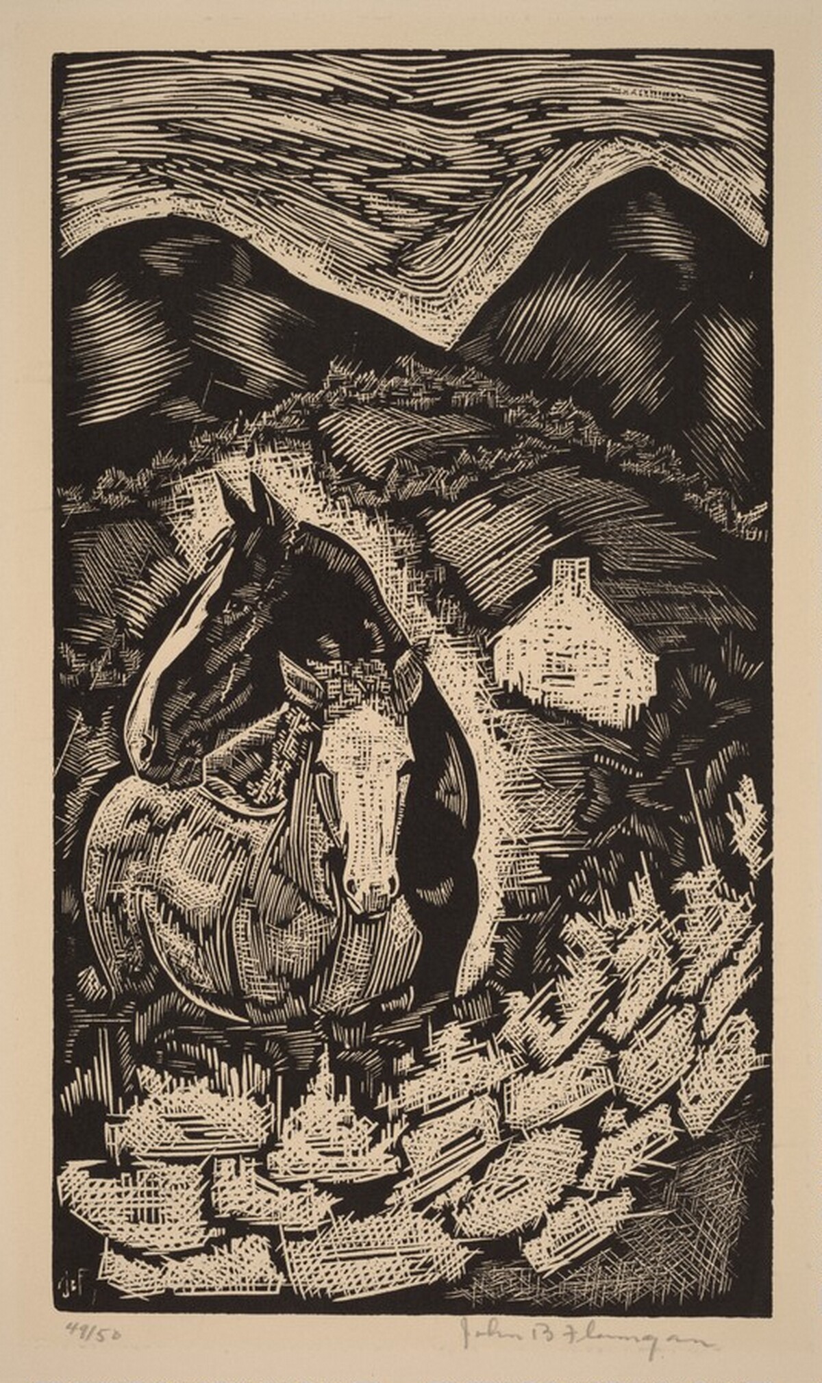 Untitled (Two Horses in a Hilly Landscape, Ireland) by John B. Flannagan