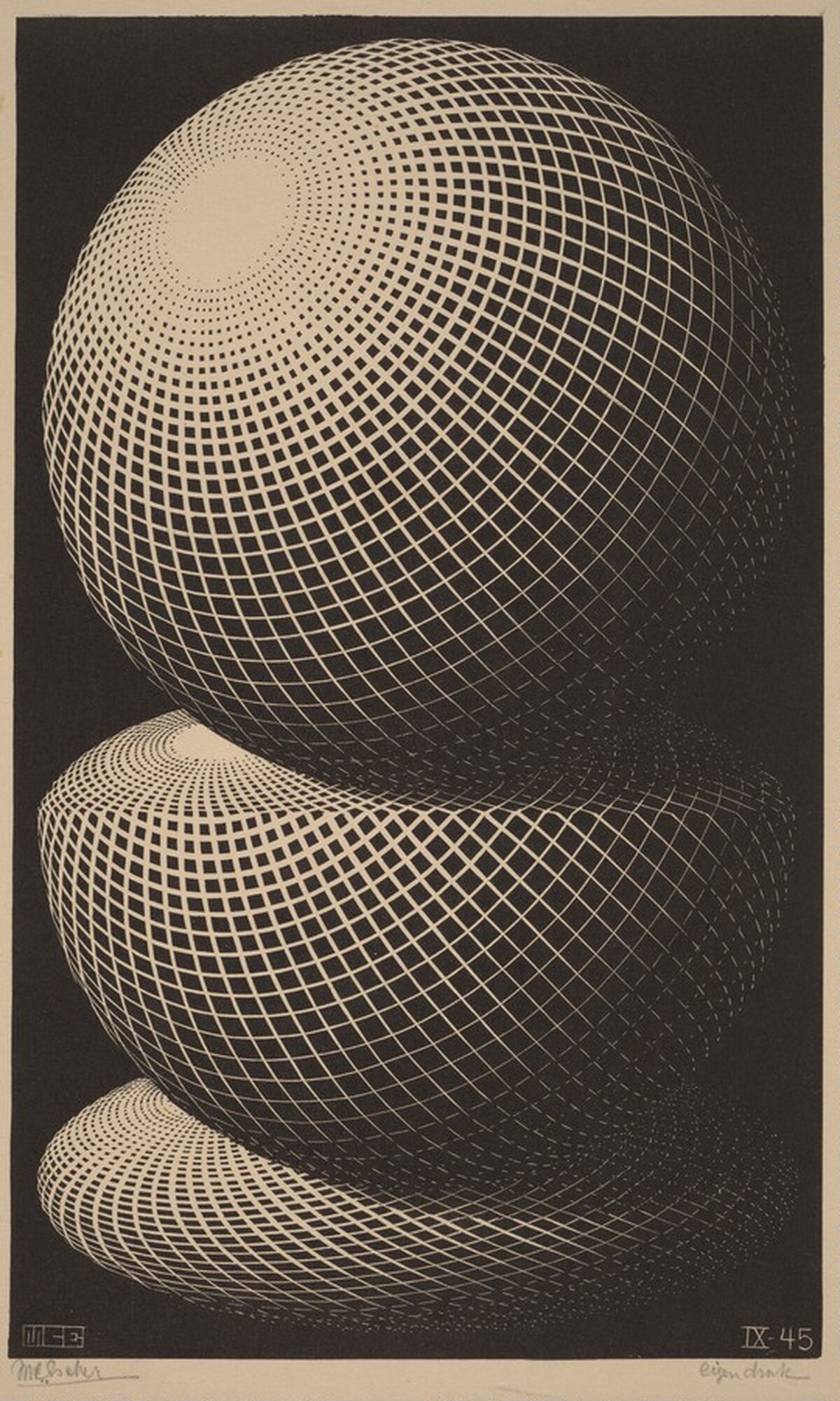 Three Spheres I by M.C. Escher