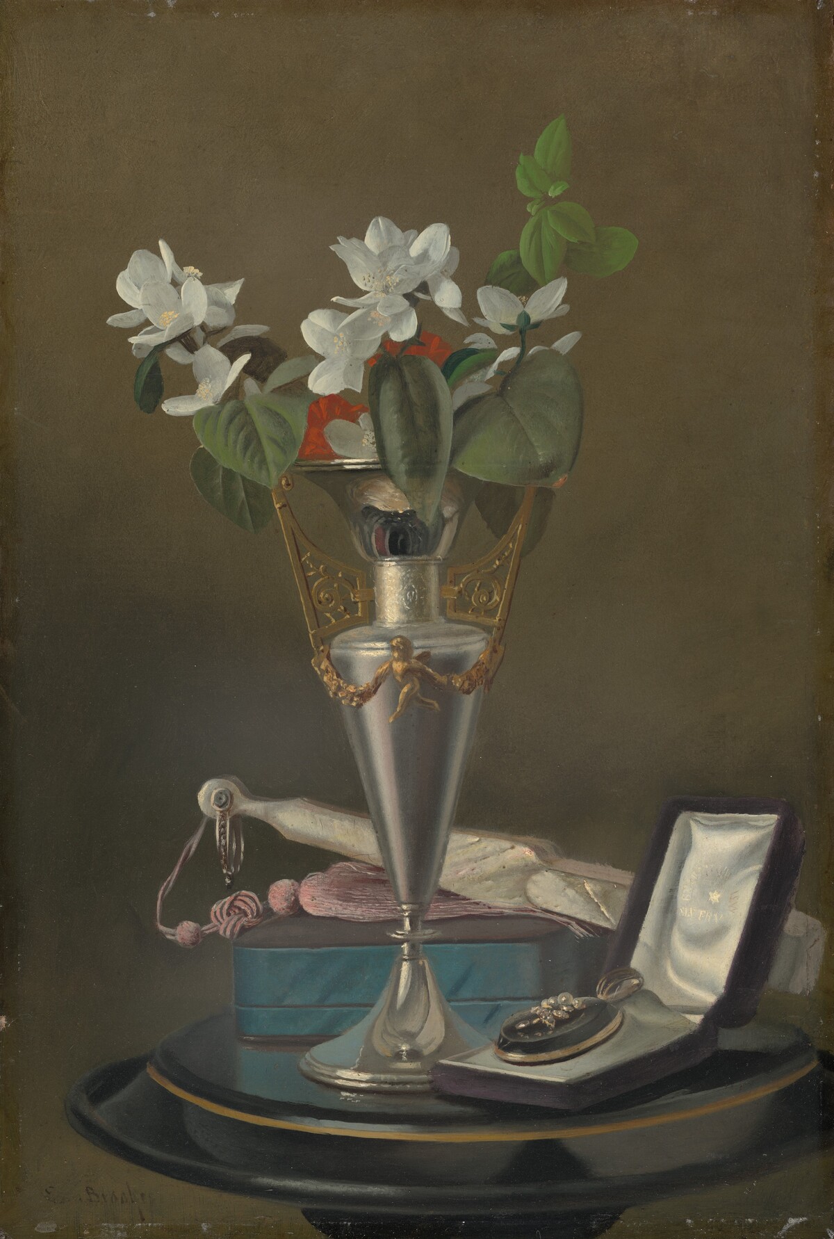 Still Life with Fan and Pendant by Samuel Marsden Brookes
