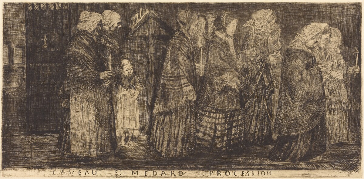 Procession in the Sepulchre of Saint Medard(Procession dans le caveaux de St.-Medard) by Alphonse Legros