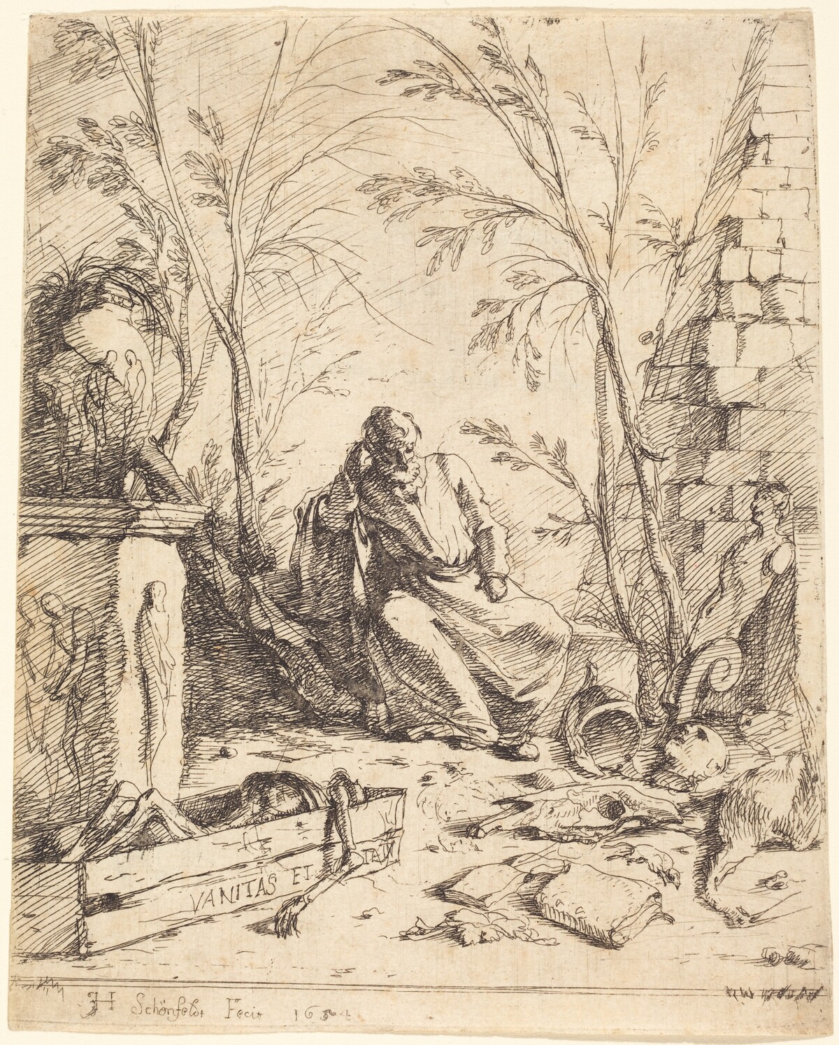 Democritus Meditating by Johann Heinrich Schönfeld