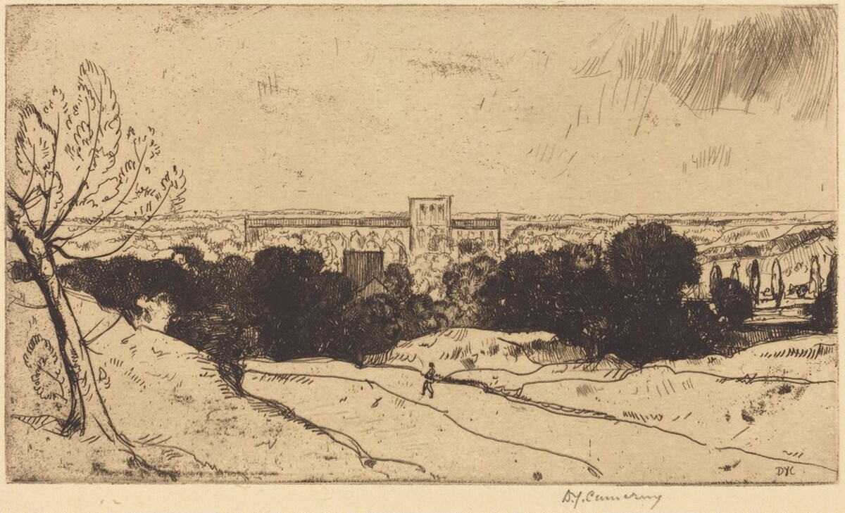 Distant View of Winchester and St. Cross by David Young Cameron