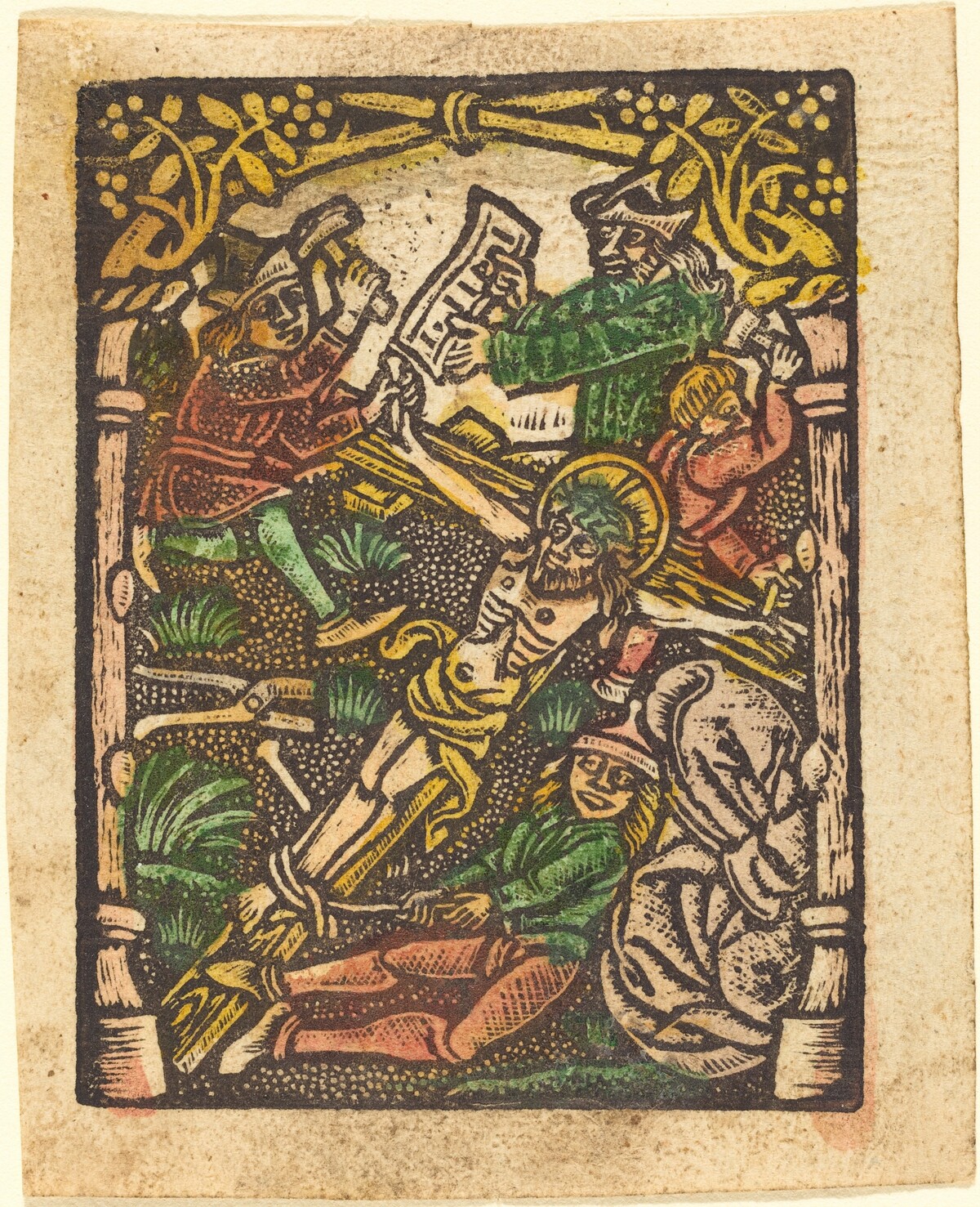 Christ Nailed to the Cross by German 15th Century or Master of the Meshed Background