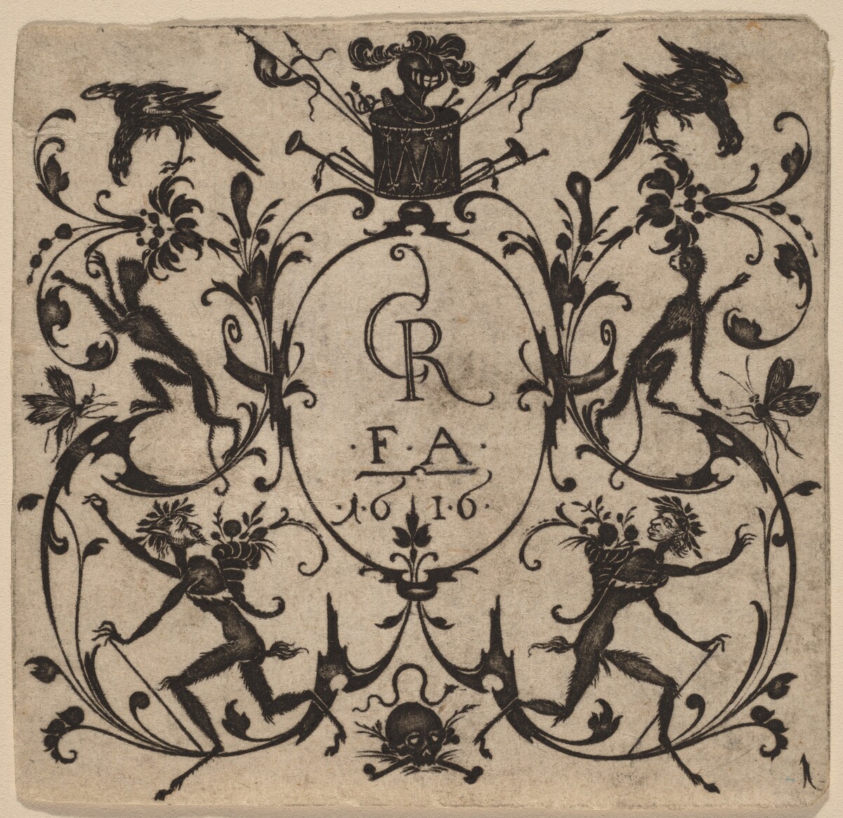 Ornament with Grotesque by Master CR