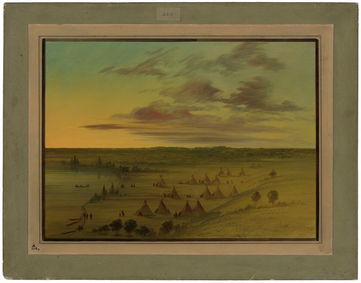 Sioux Village - Lac du Cygne by George Catlin
