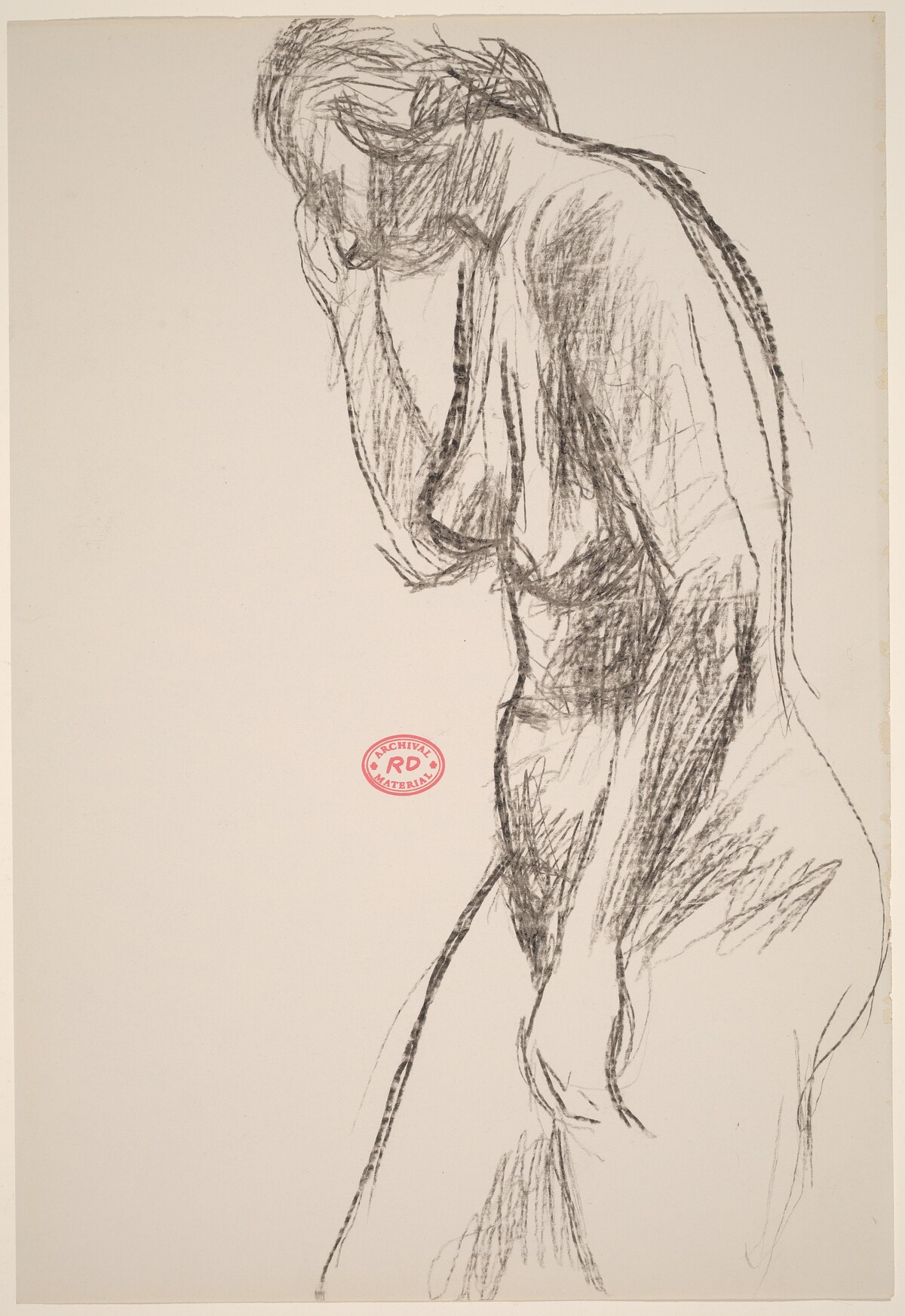 Untitled [standing female nude with right hand raised to head] by Richard Diebenkorn
