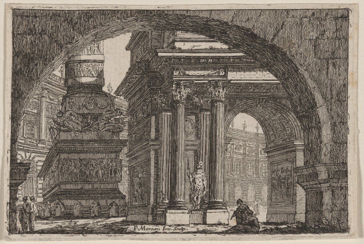 Ancient Forum Seen Beneath an Arch by Pierre Moreau