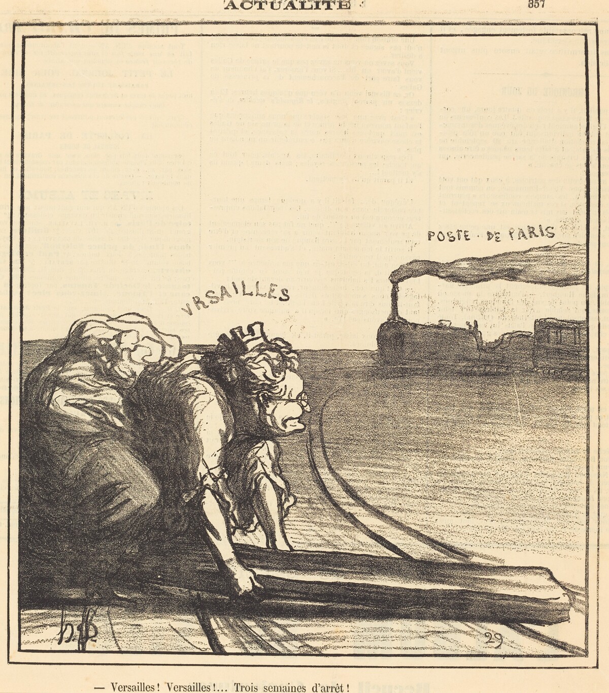 Versailles!... Trois semaines d'arrêt! by Honoré Daumier