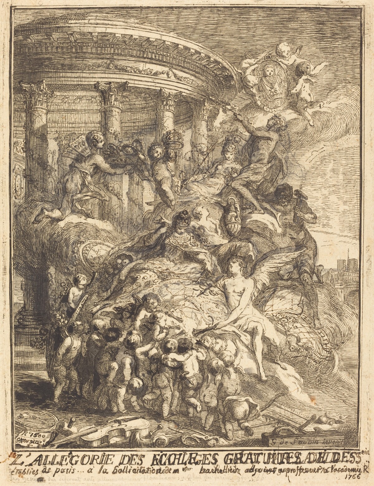 Allégorie des Ecoles gratuites du dessein (Allegory of the Free Drawing Schools) by Gabriel Jacques de Saint-Aubin