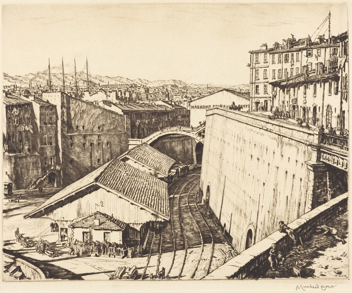 Railway Sheds, Marseilles by Sir Muirhead Bone