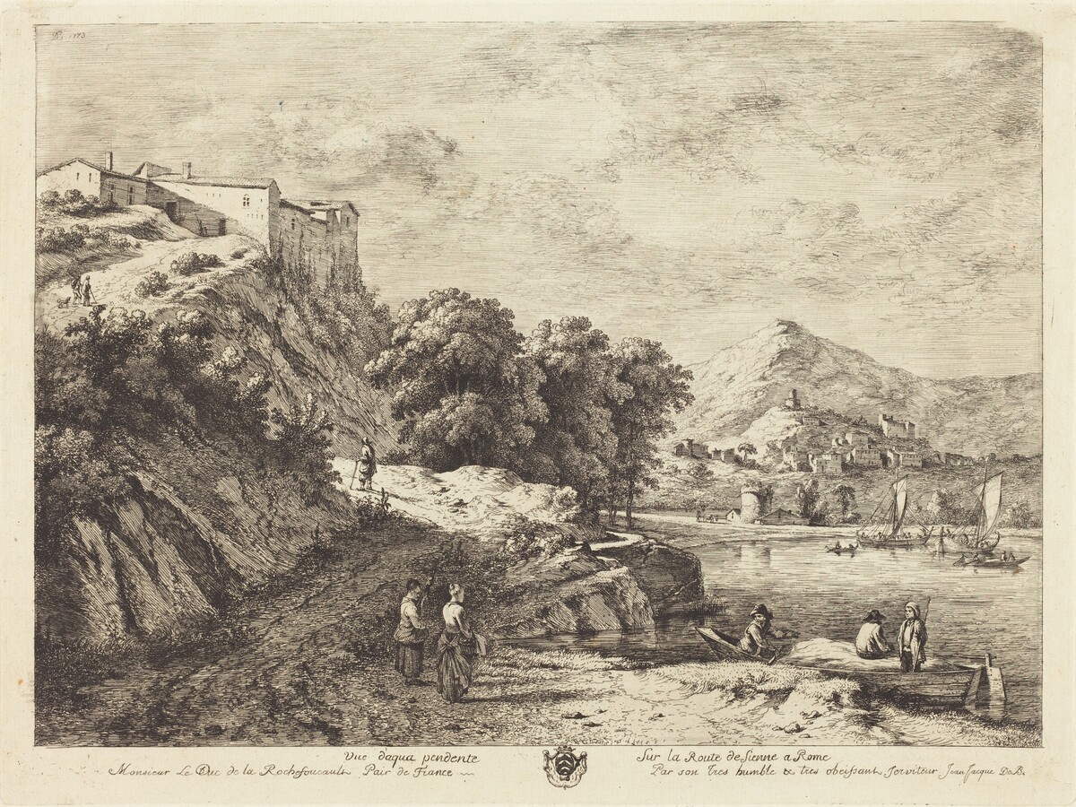 Vue d'Aqua Pendente sur la route de Sienne a Rome by Jean-Jacques de Boissieu