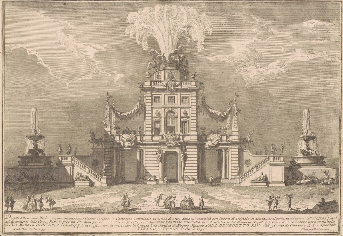 The Seconda Macchina for the Chinea of 1755: A Royal Hunting Lodge by Giuseppe Vasi, after Paolo Posi