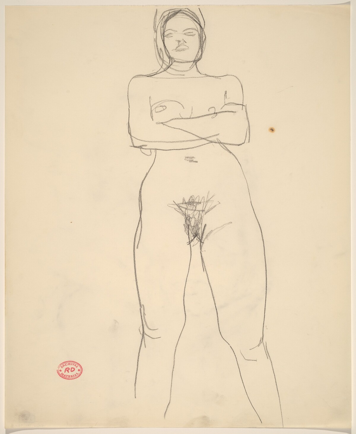 Untitled [standing female nude with arms crossed] by Richard Diebenkorn