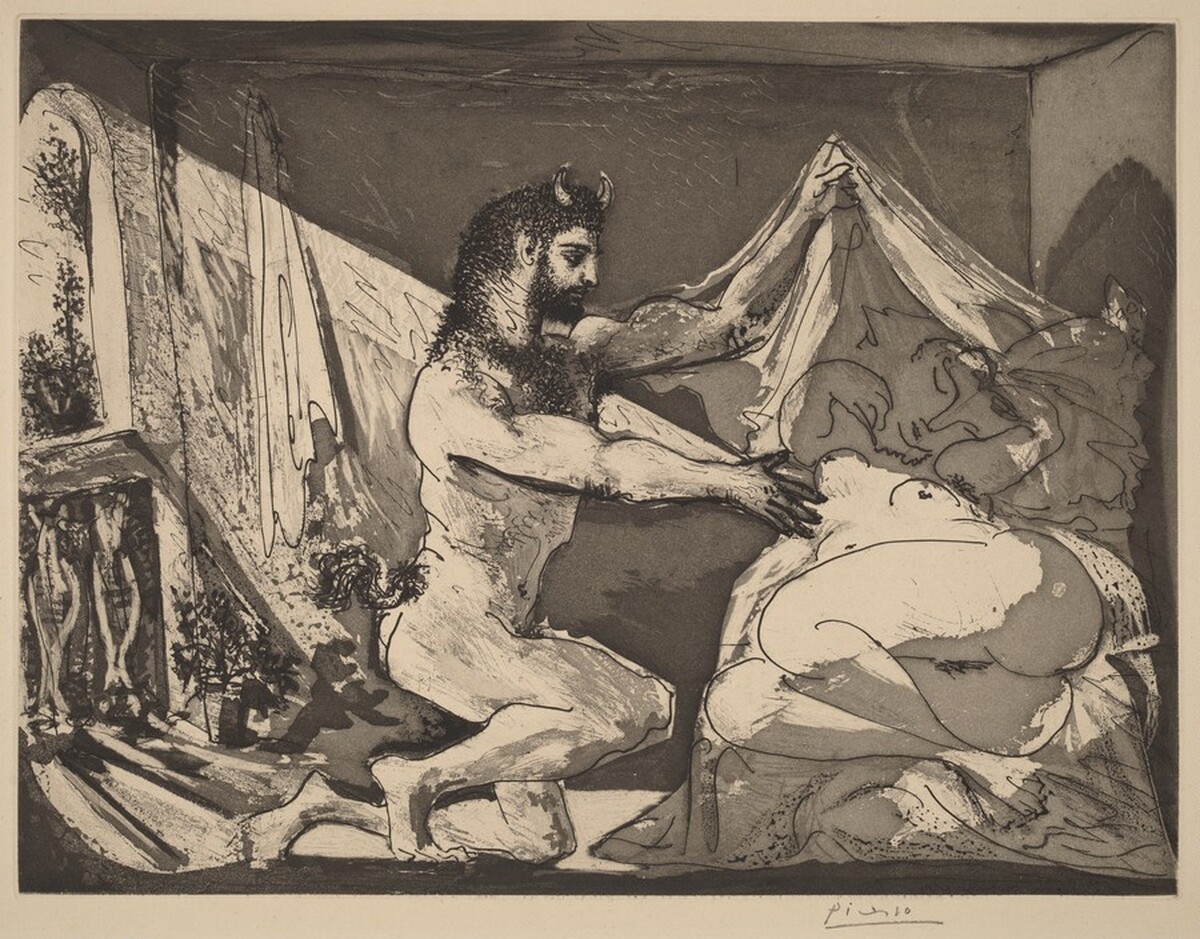 Faun Unveiling a Woman (Faune dévoilant une femme) by Pablo Picasso