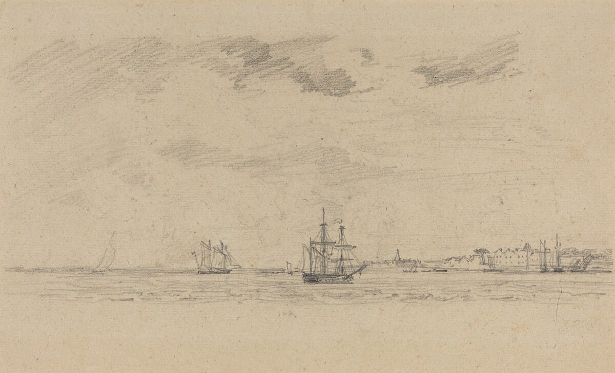Coastal Landscape with Shipping by Eugène Boudin