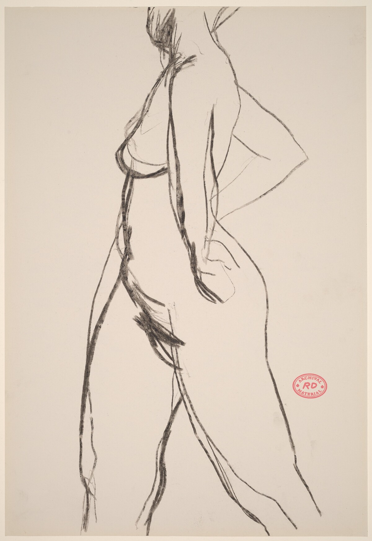 Untitled [side view of nude with her arms akimbo] by Richard Diebenkorn