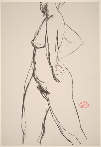 Untitled [side view of nude with her arms akimbo]