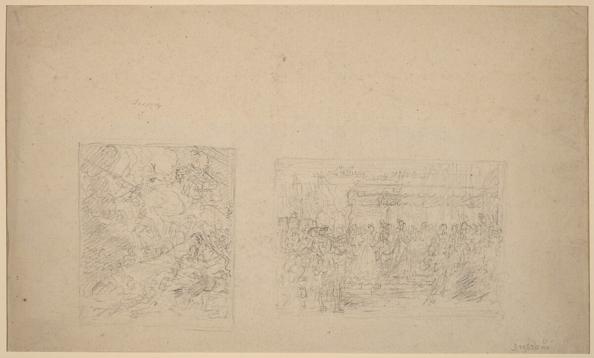 Study of Moses Striking the Rock and a Procession [verso] by Benjamin West