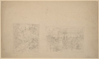Study of Moses Striking the Rock and a Procession [verso]
