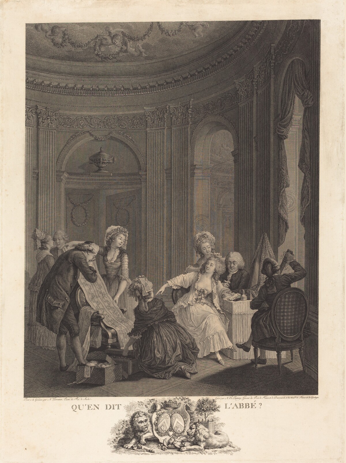 Qu'en dit l'Abbé? by Nicolas Delaunay after Nicolas Lavreince