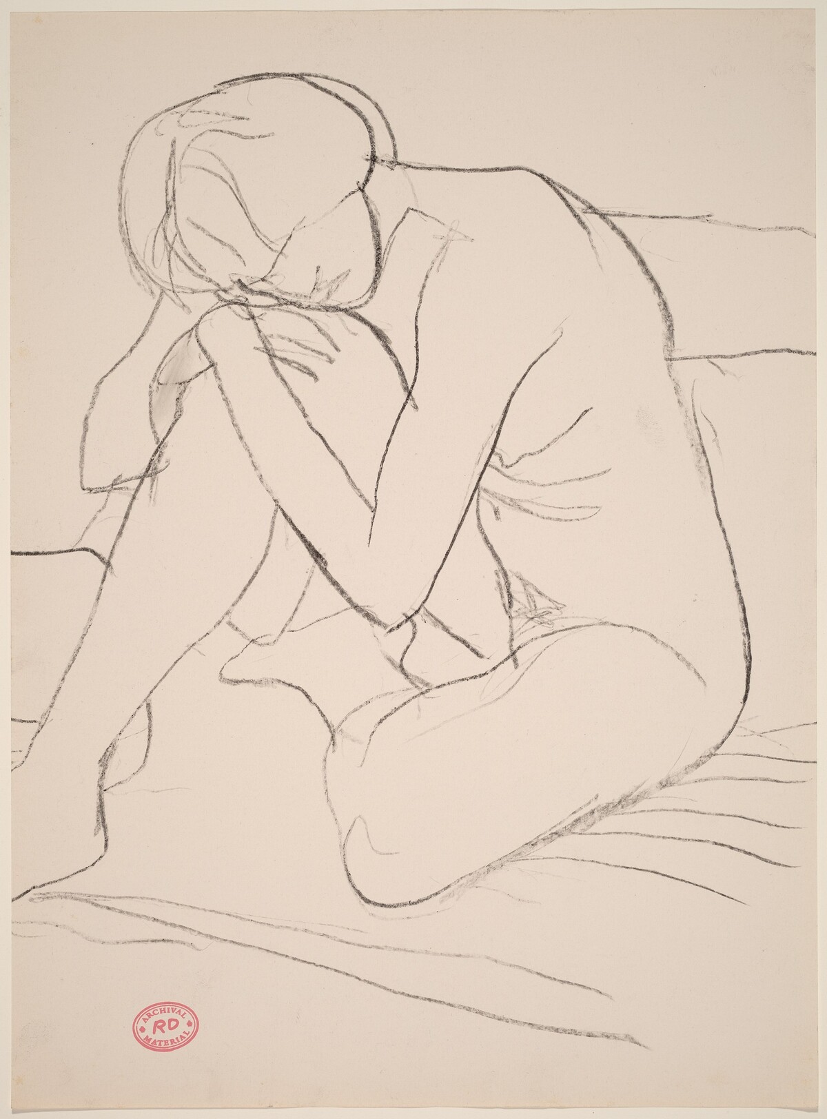 Untitled [seated nude leaning forward on her knee] by Richard Diebenkorn