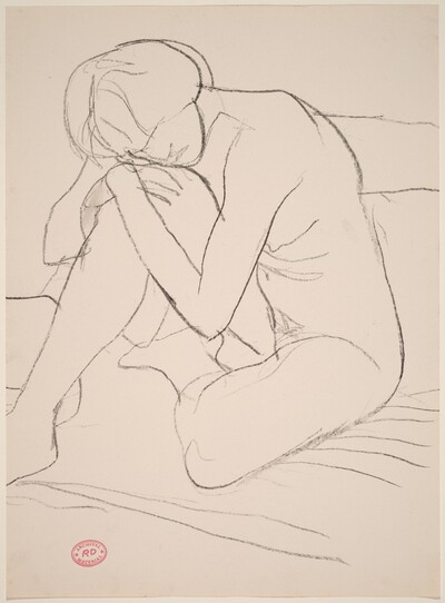 Untitled [seated nude leaning forward on her knee]