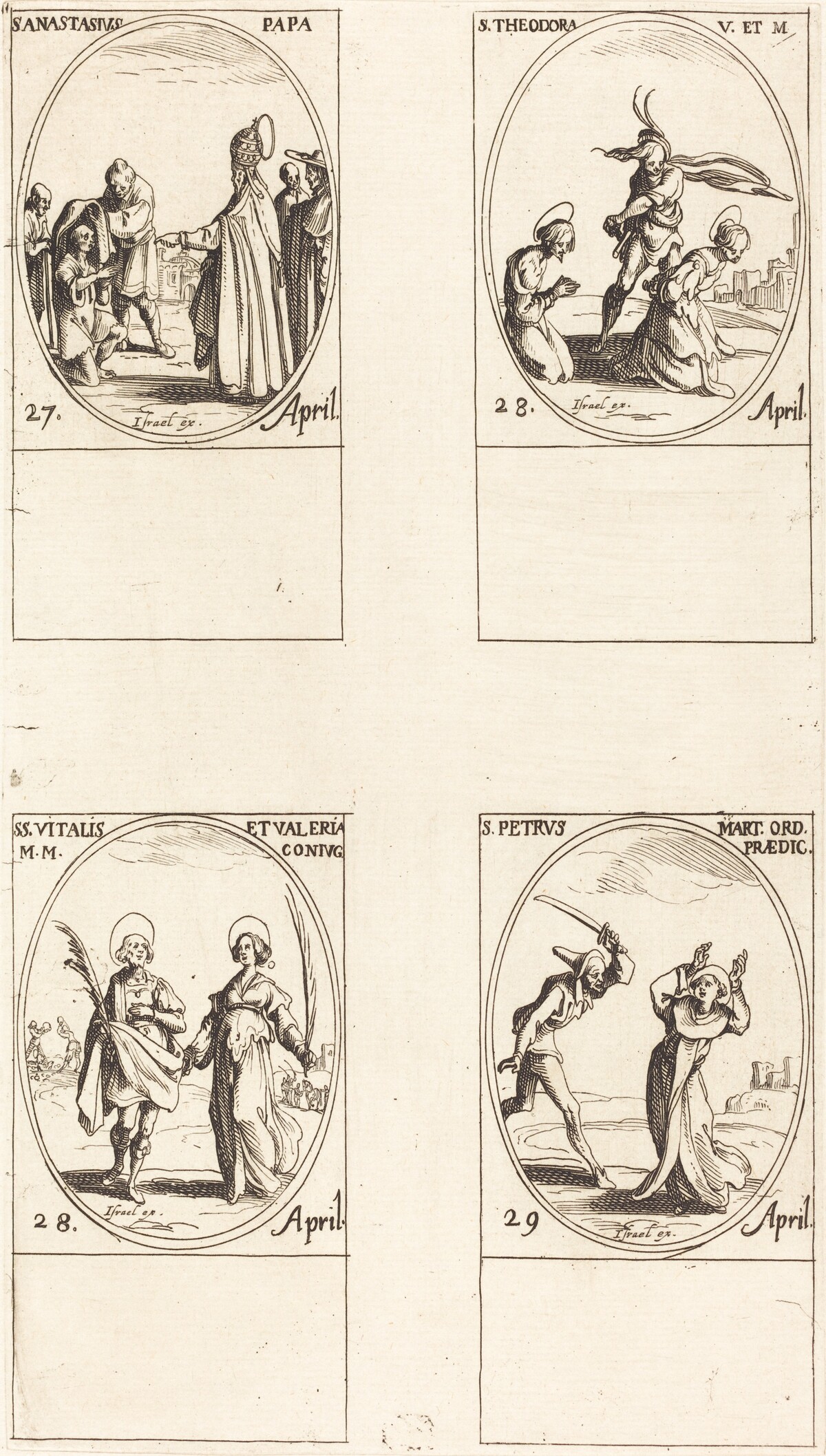 St. Anastasius; St. Theodora; Sts. Vitalis and Valeria; St. Peter Martyr by Jacques Callot