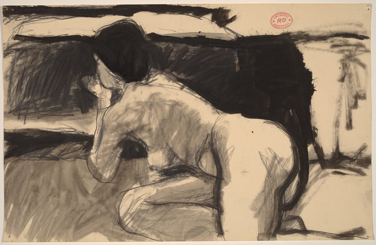 Untitled [reclining nude turned and resting on her elbows] by Richard Diebenkorn