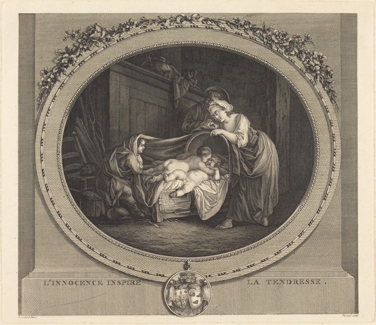 L'innocence inspire la tendresse by Etienne Claude Voysard after Jean-Honoré Fragonard
