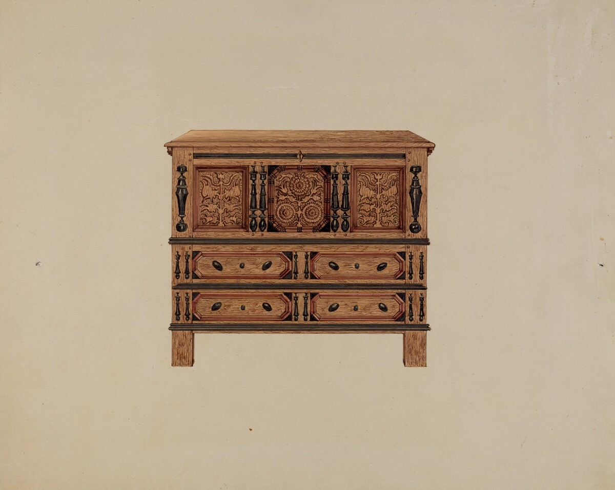 Two Drawer Sunflower Chest - front view by Martin Partyka