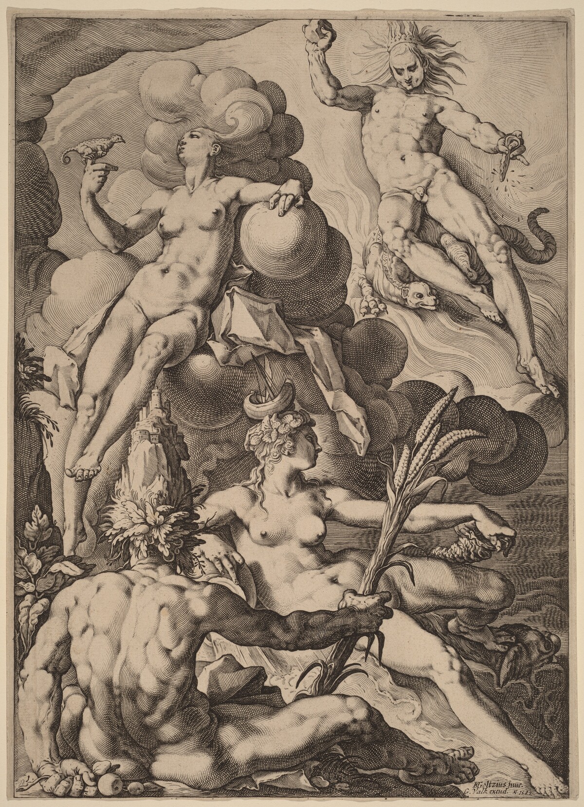 The Four Elements by Jacob Matham after Hendrik Goltzius