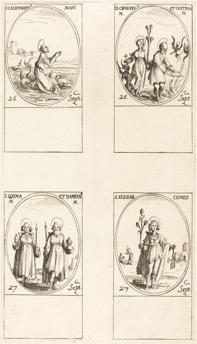 St. Calistratus; Sts. Cyprian and Justina; Sts. Comus and Damian; St. Elzear, Count