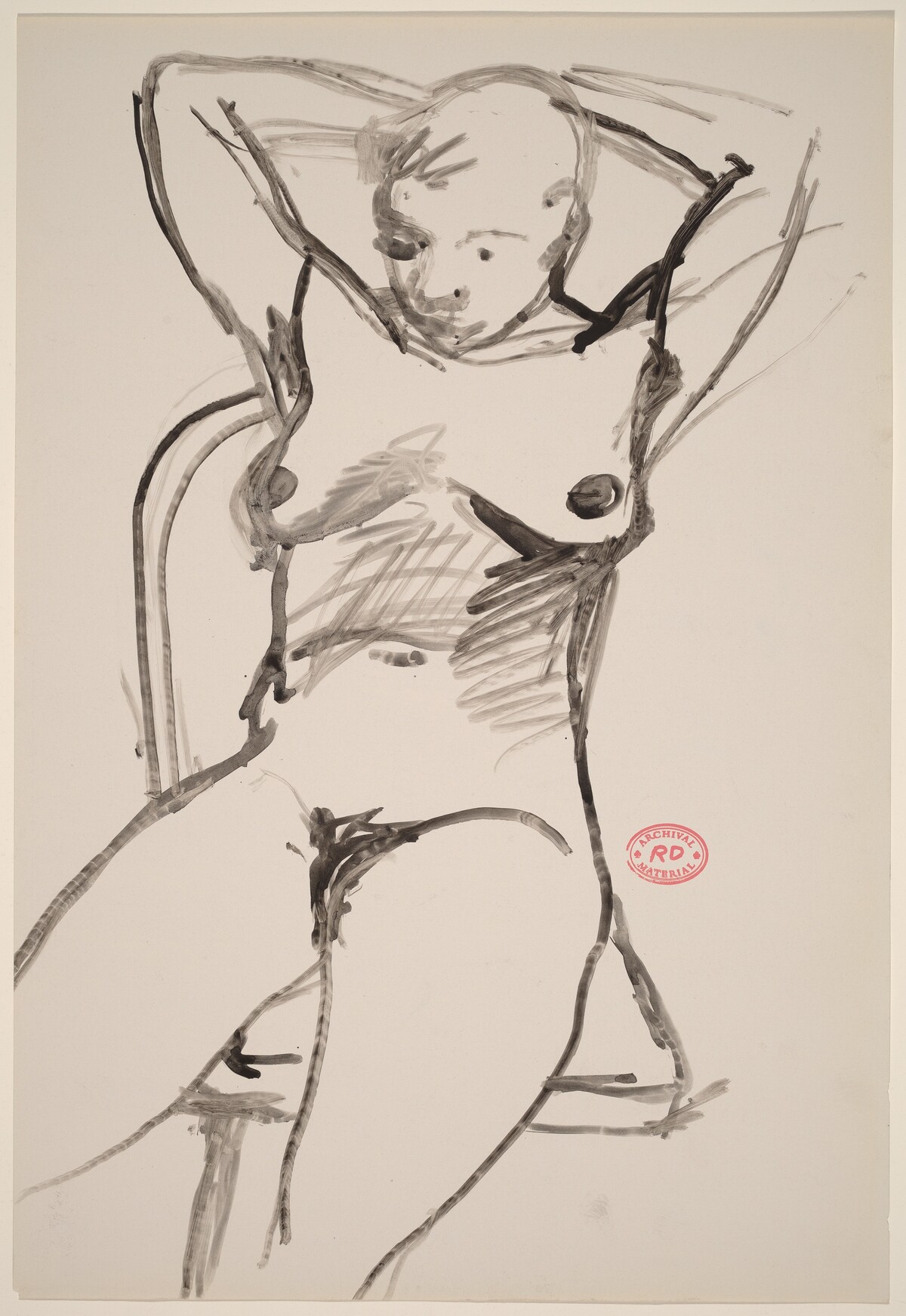Untitled [seated female nude with arms behind head] by Richard Diebenkorn