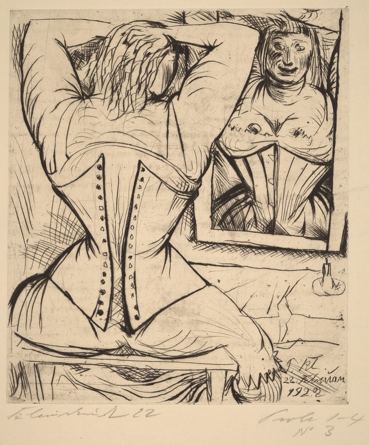 Corseted Woman at a Mirror by Paul Kleinschmidt