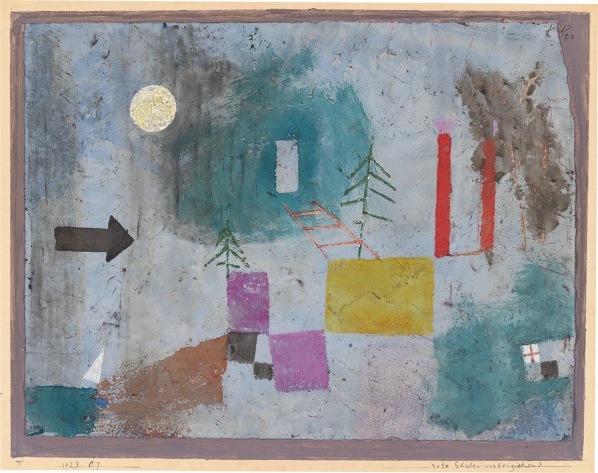 Rote Säulen vorbeiziehend (Passing By Red Pillars) by Paul Klee
