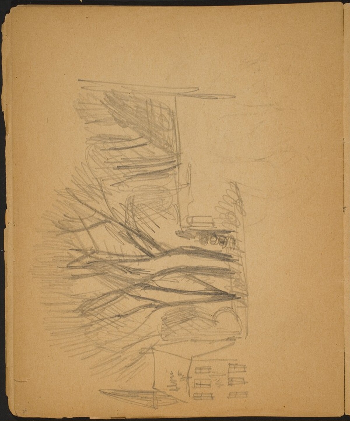 Landschaftsstudie mit Haus und Bäumen (Landscape with House and Trees) [p. 38] by Max Beckmann