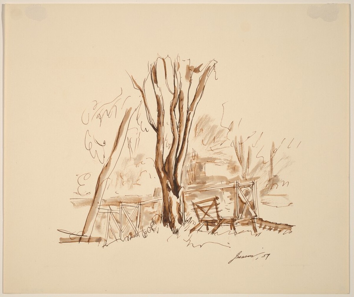 Trees, Bench, Walk by Donald Carlisle Greason
