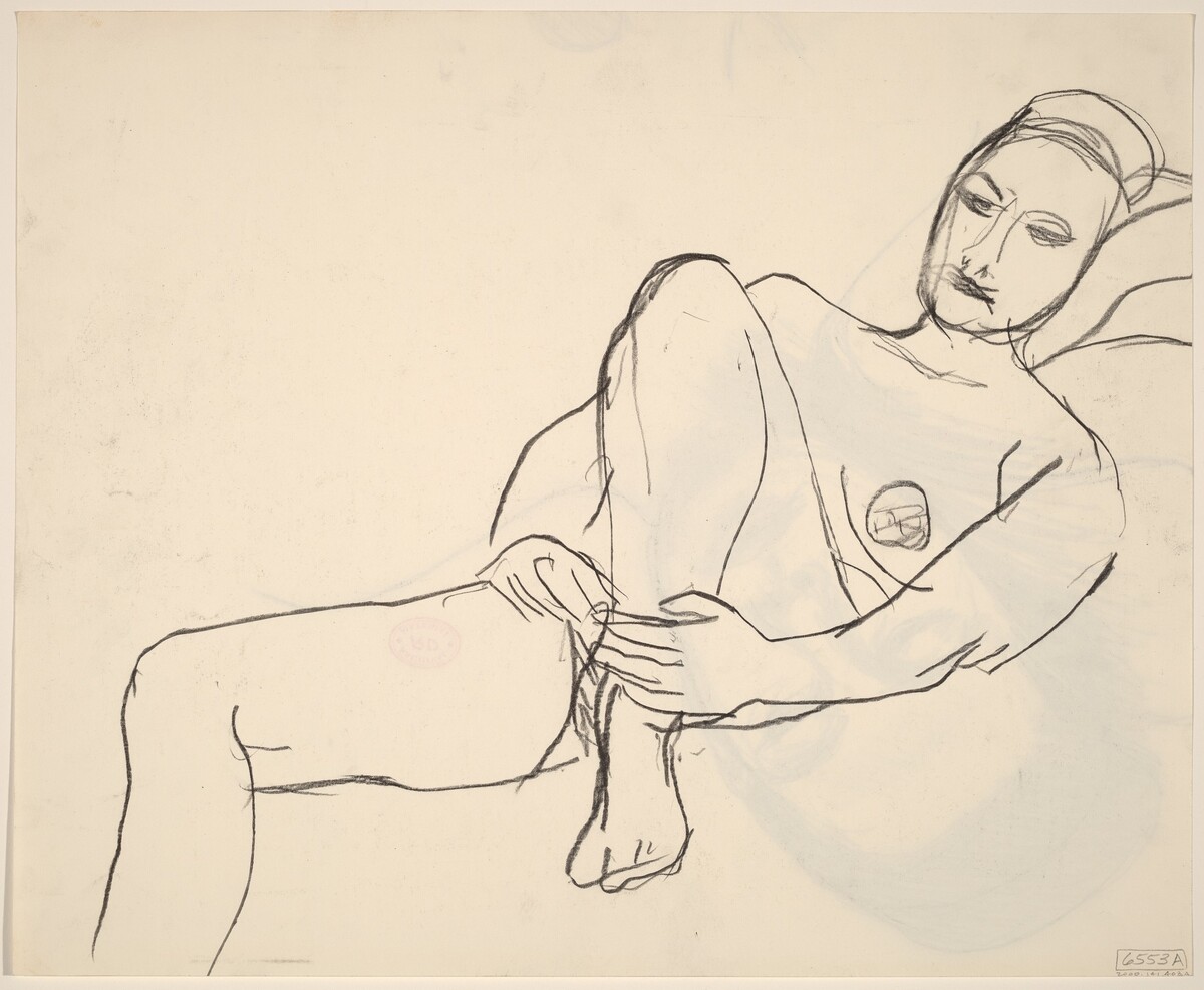 Untitled [head of reclining woman] [recto] by Richard Diebenkorn