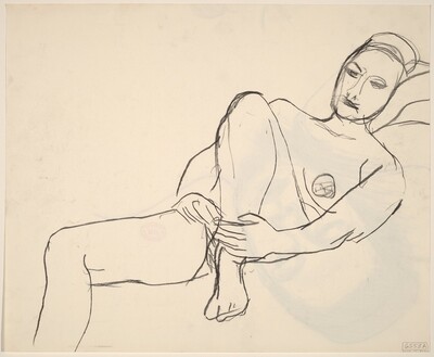 Untitled [head of reclining woman] [recto]